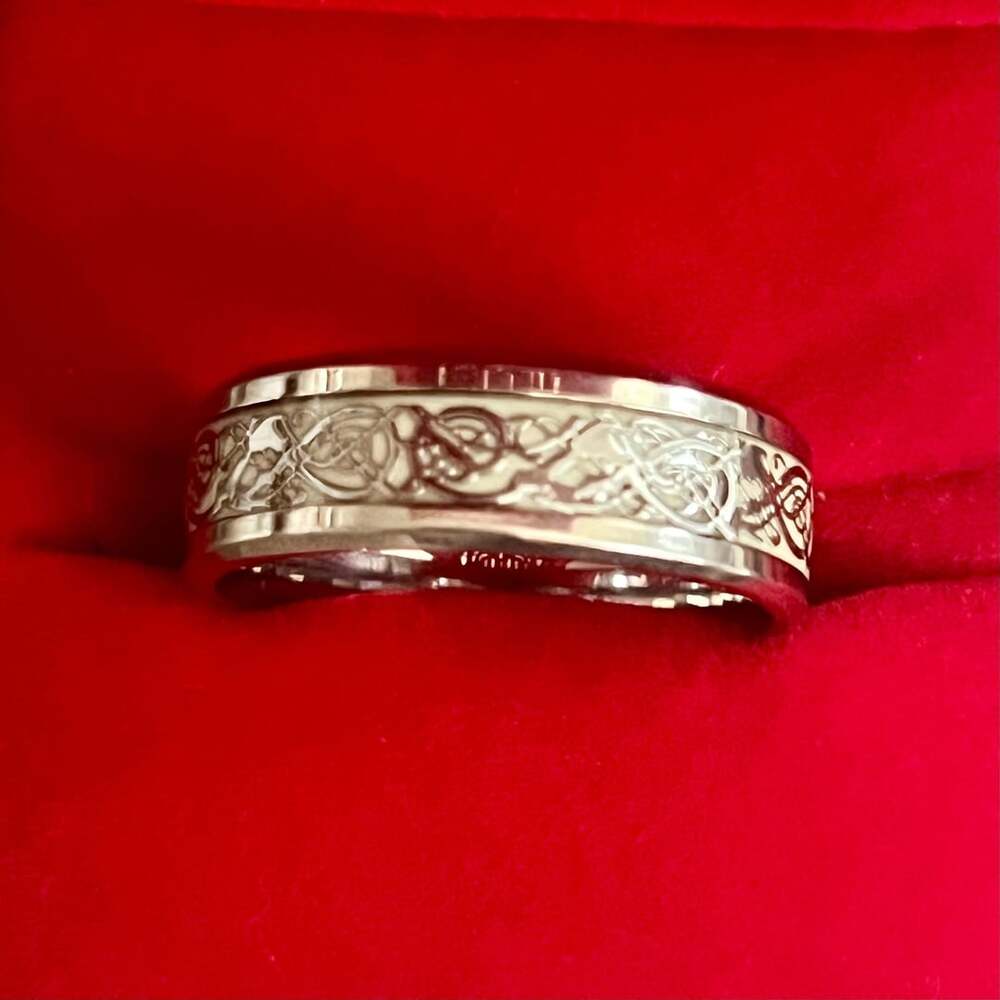 Celtic Knot Engraved Titanium Steel Wedding 6mm Band Ring Size 12